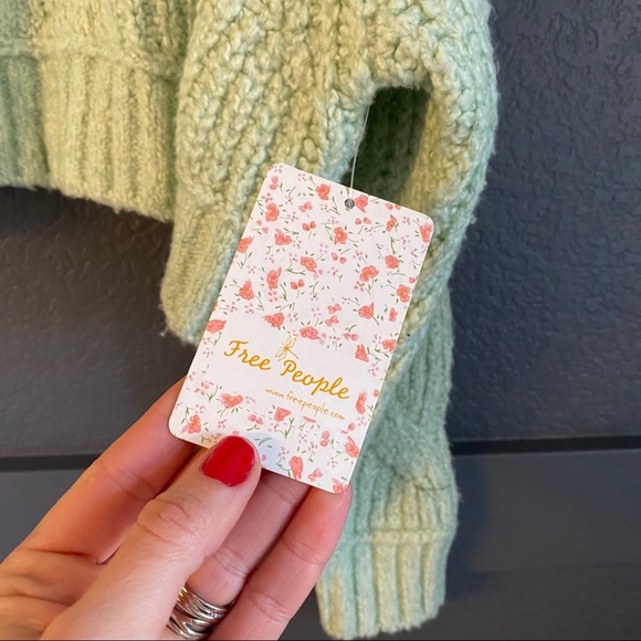 NWT free people carousel sweater mint medium $148 - Picture 6 of 8